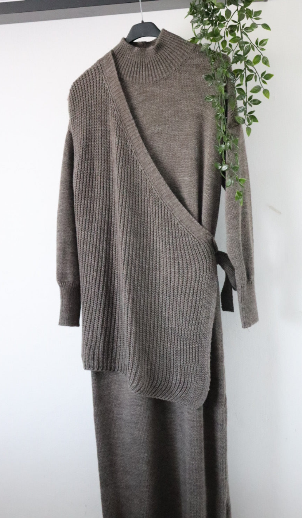 Damen Zweiteiler, Strickkleid mit Strickweste