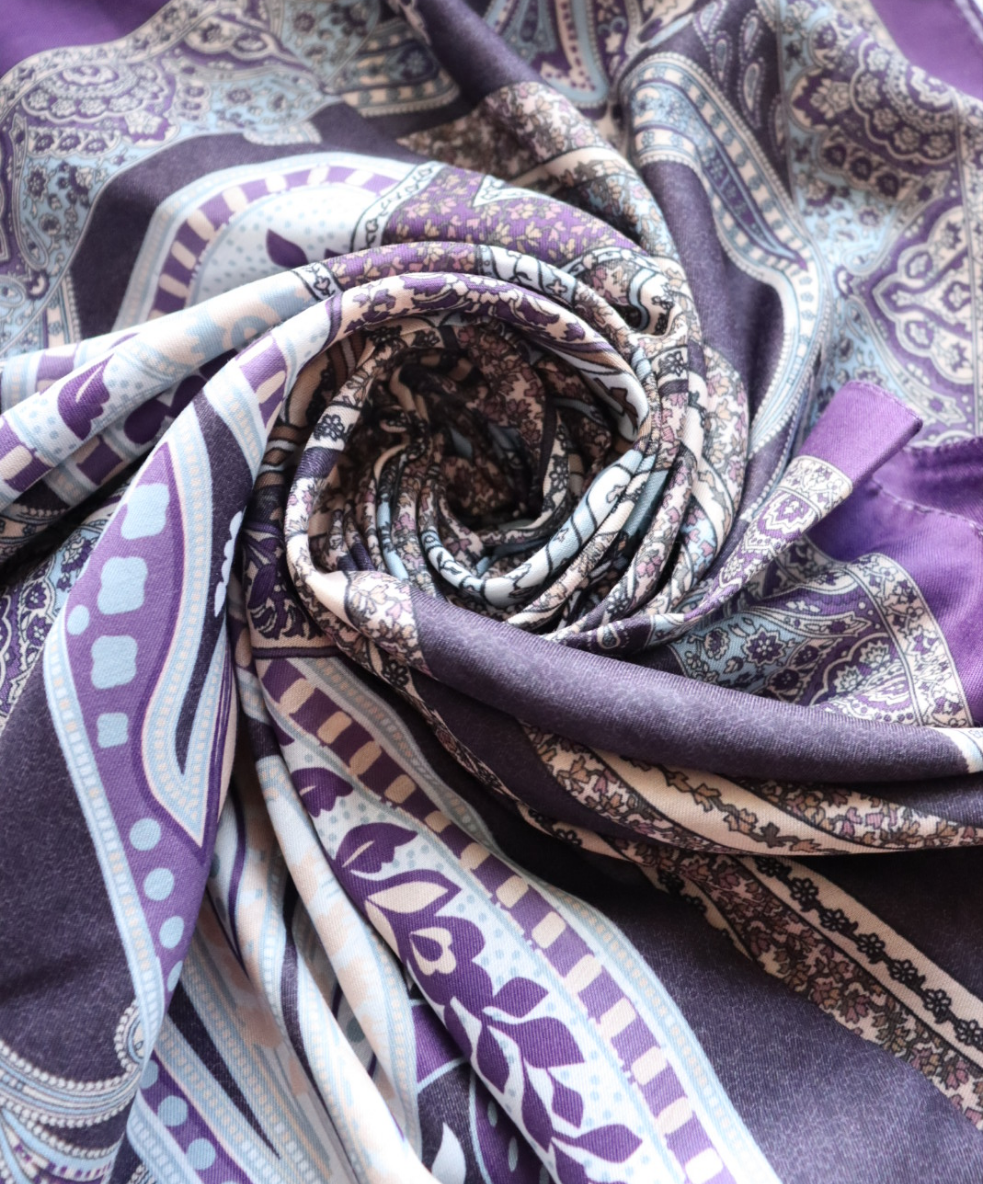 FRESIA-Scarf,Retro-Hijab Schal aus Seidenstoff/Baumwolle