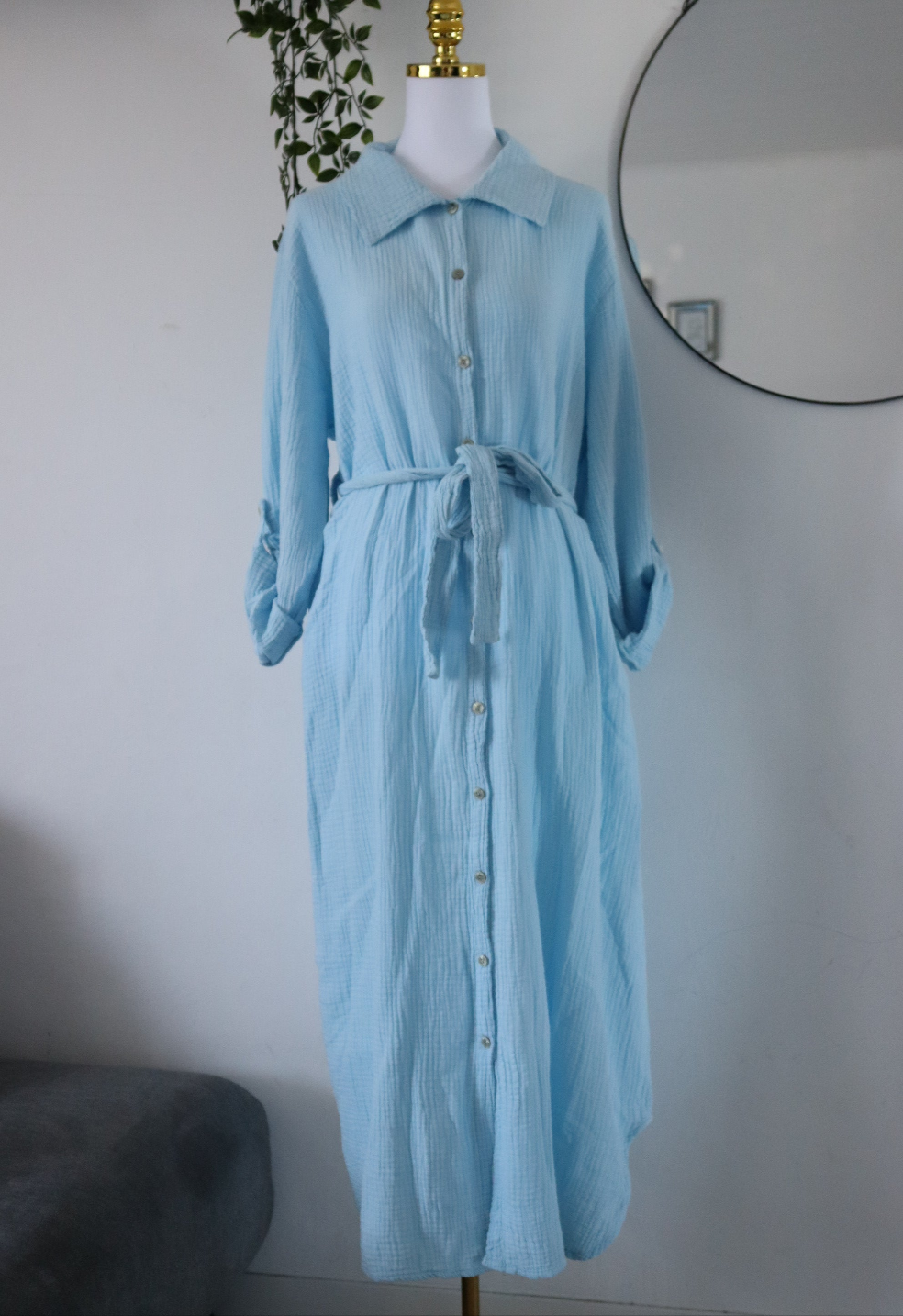 Damen Musselin- Blusenkleid