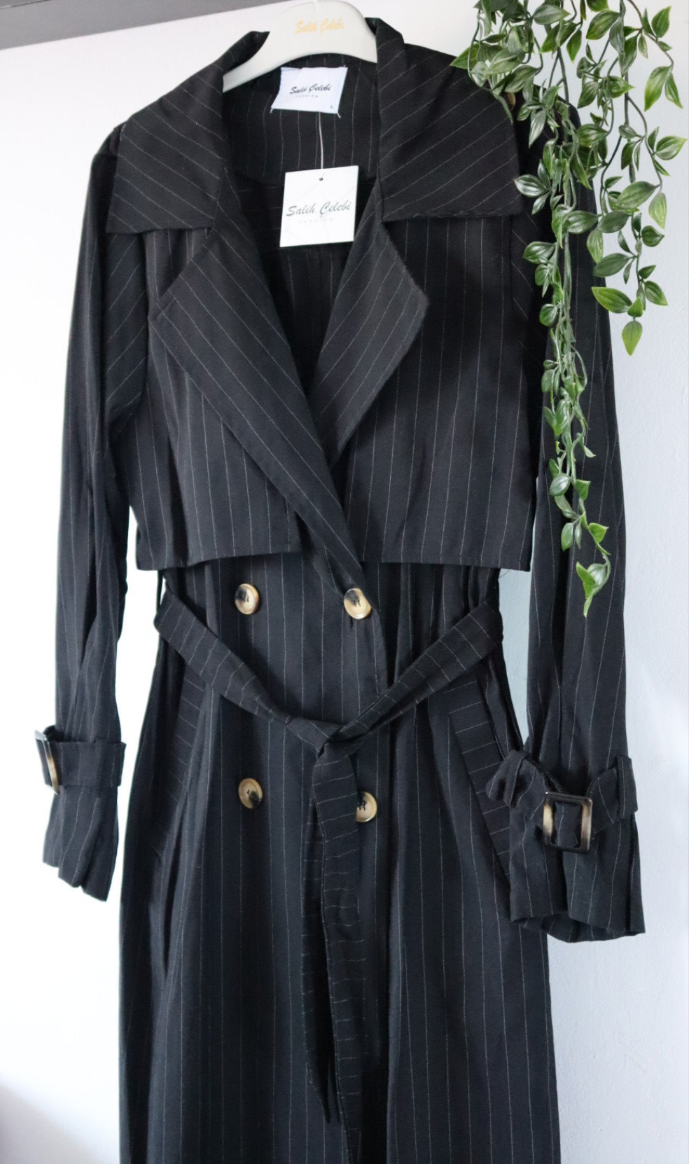 Damen dünn gestreifter Trenchcoat