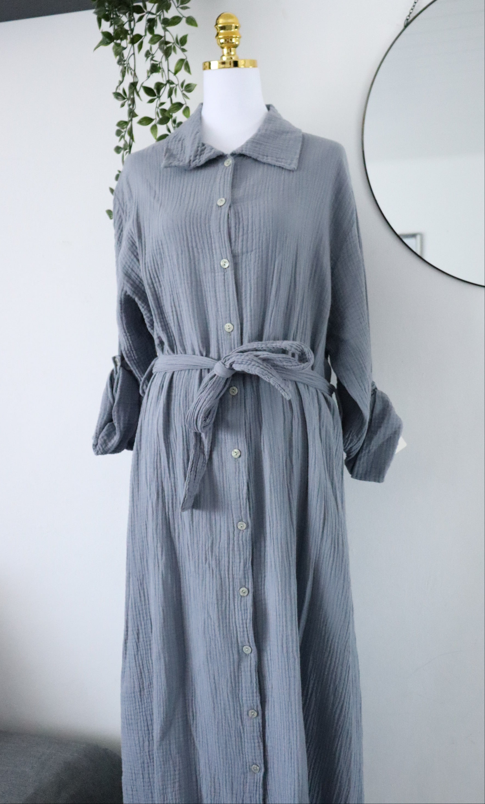 Damen Musselin- Blusenkleid