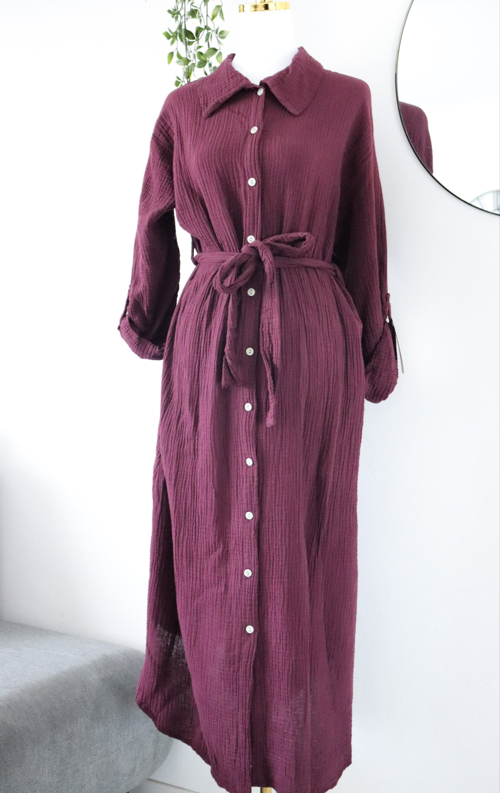 Damen Musselin- Blusenkleid