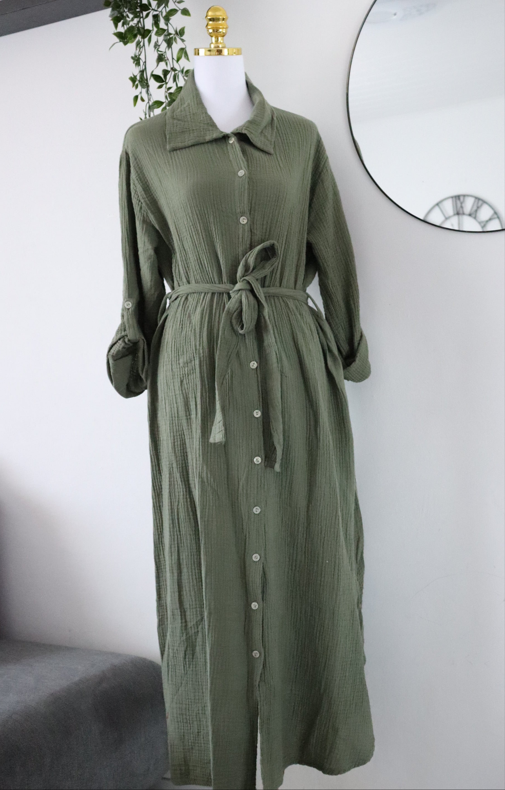 Damen Musselin- Blusenkleid