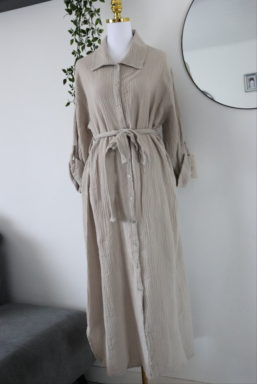 Damen Musselin- Blusenkleid