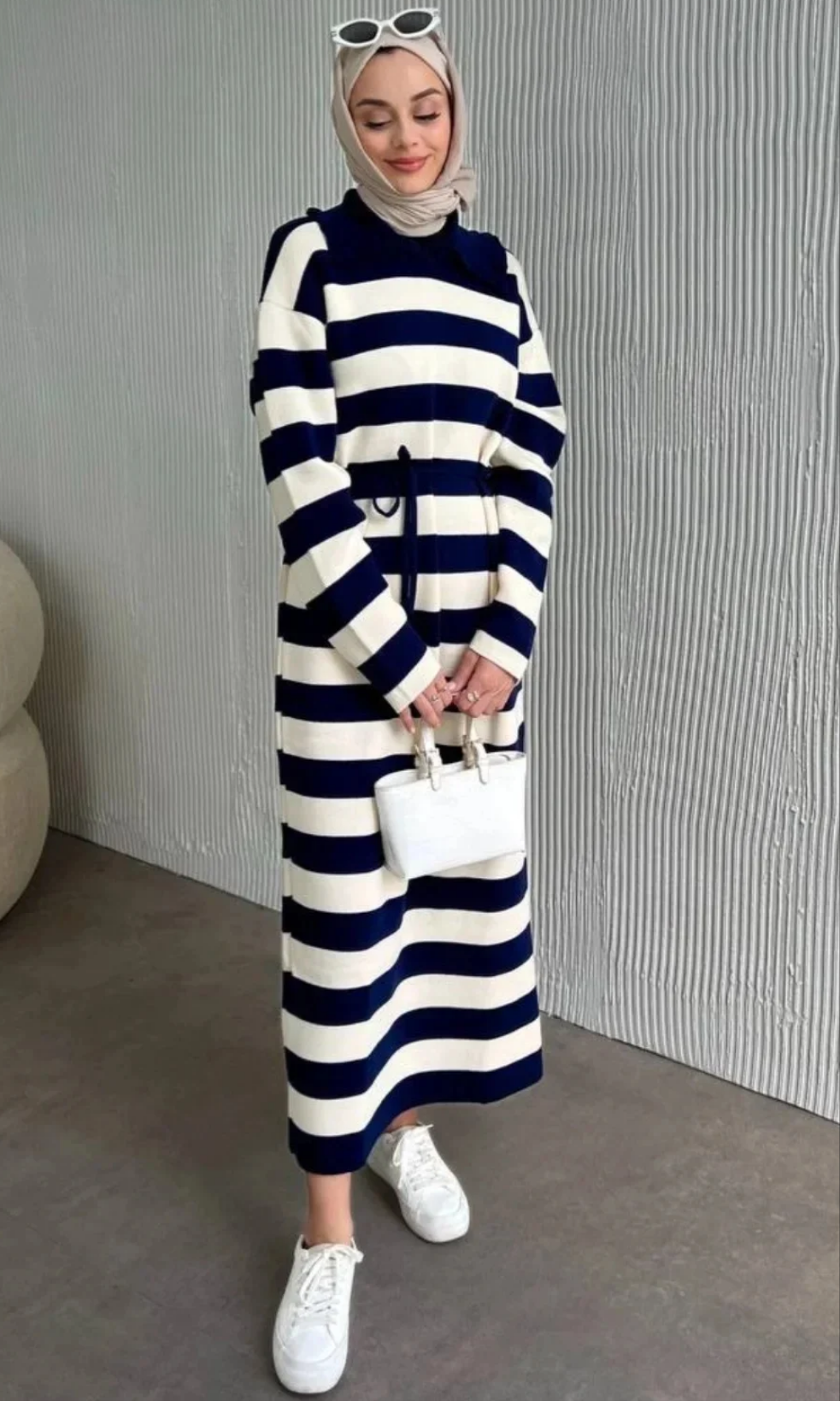 Damen, gestreiftes Strickkleid