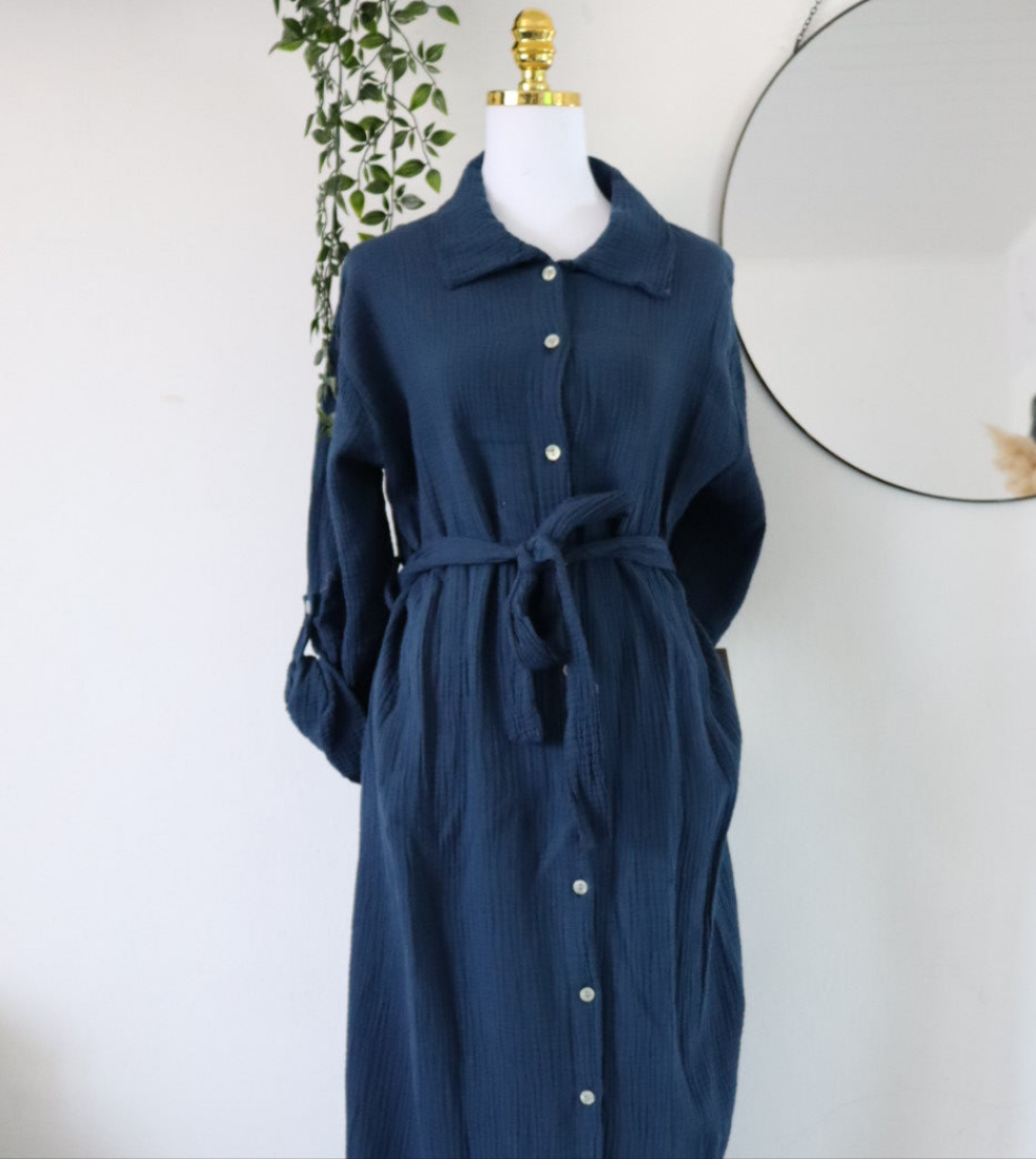 Damen Musselin- Blusenkleid