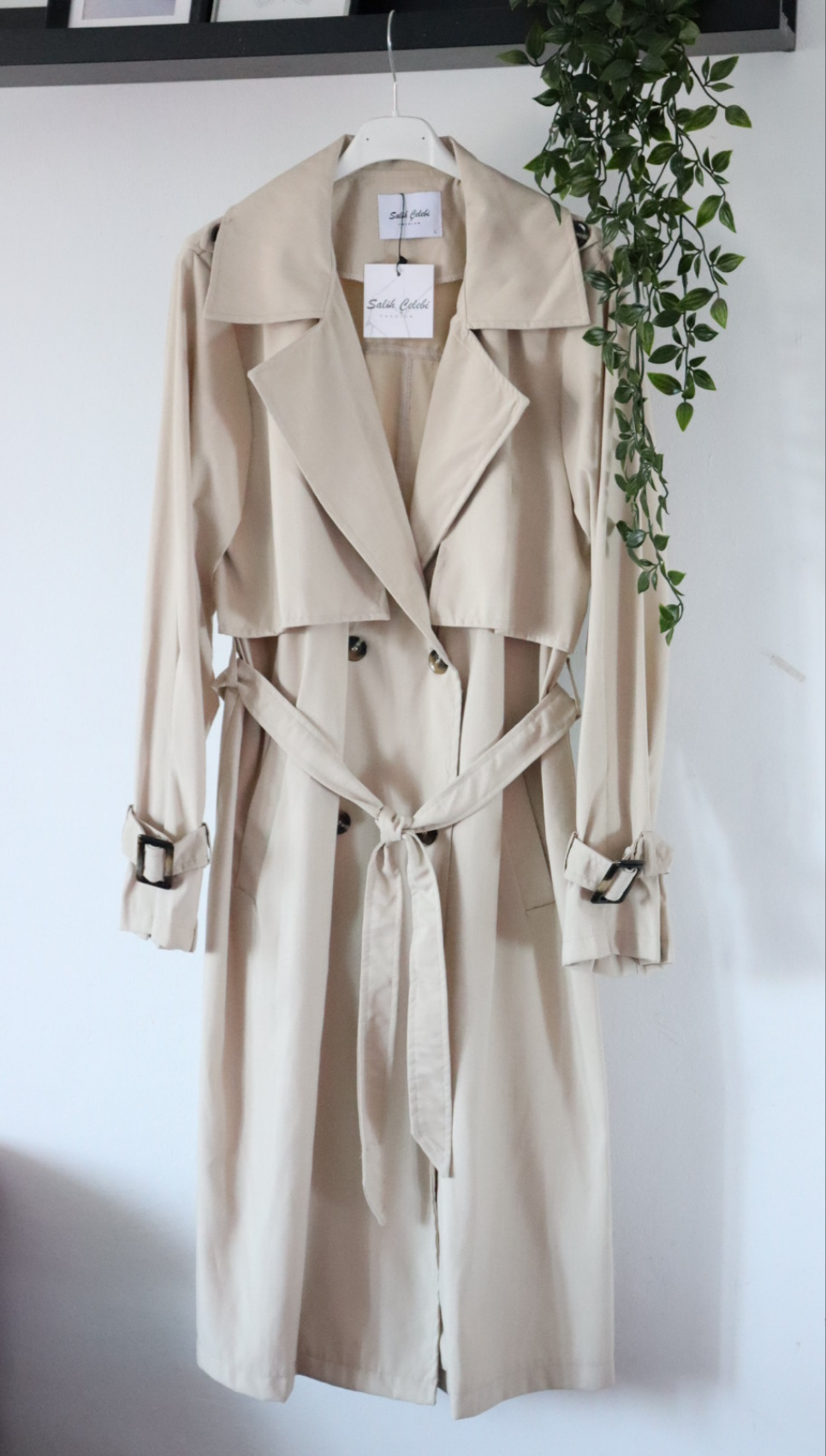 Damen dünn gestreifter Trenchcoat