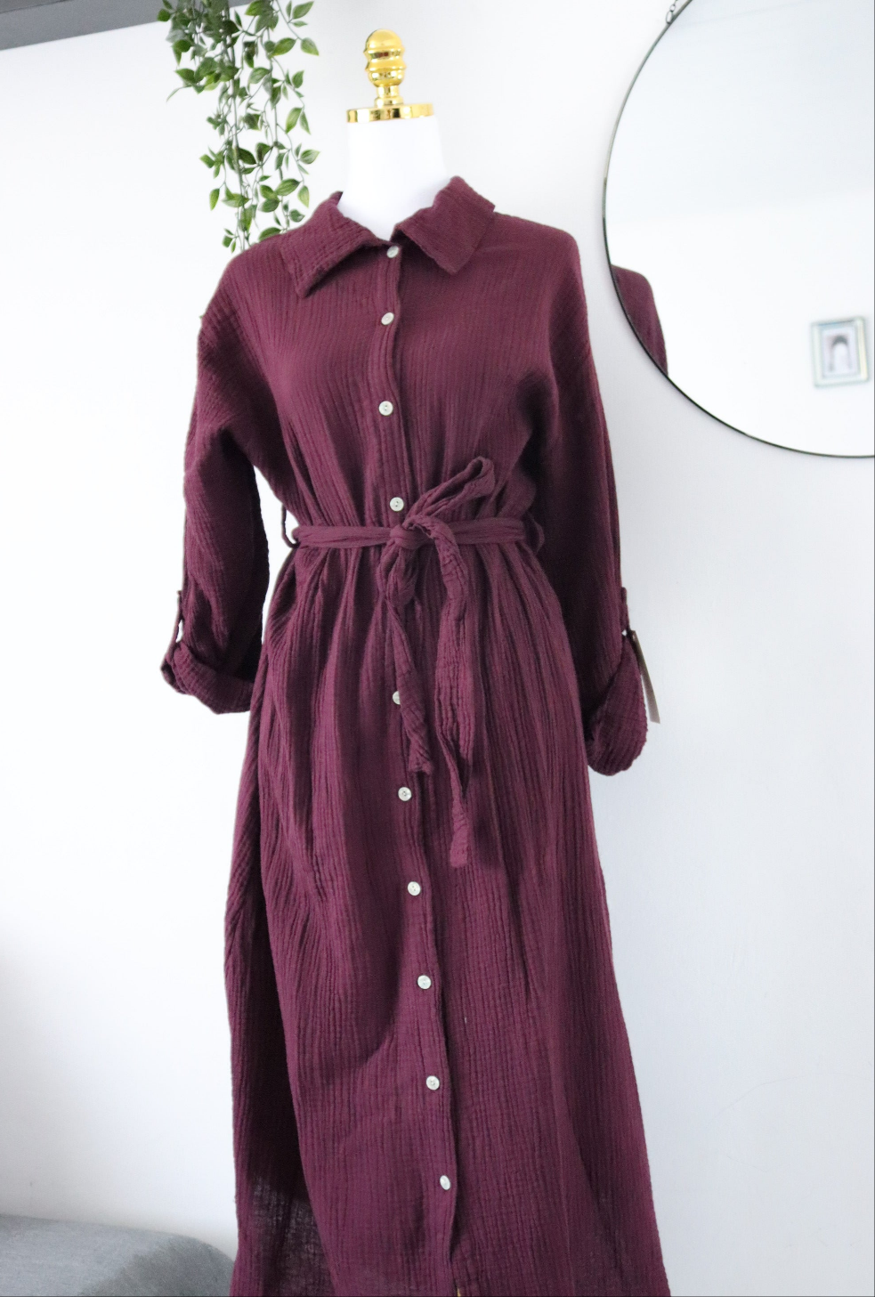 Damen Musselin- Blusenkleid