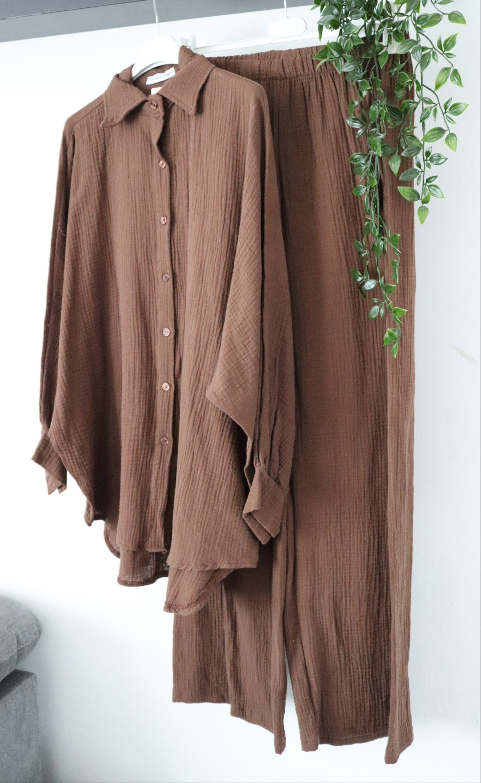 Zweiteiler Oberteil/Hose Set aus Musselin-Stoff