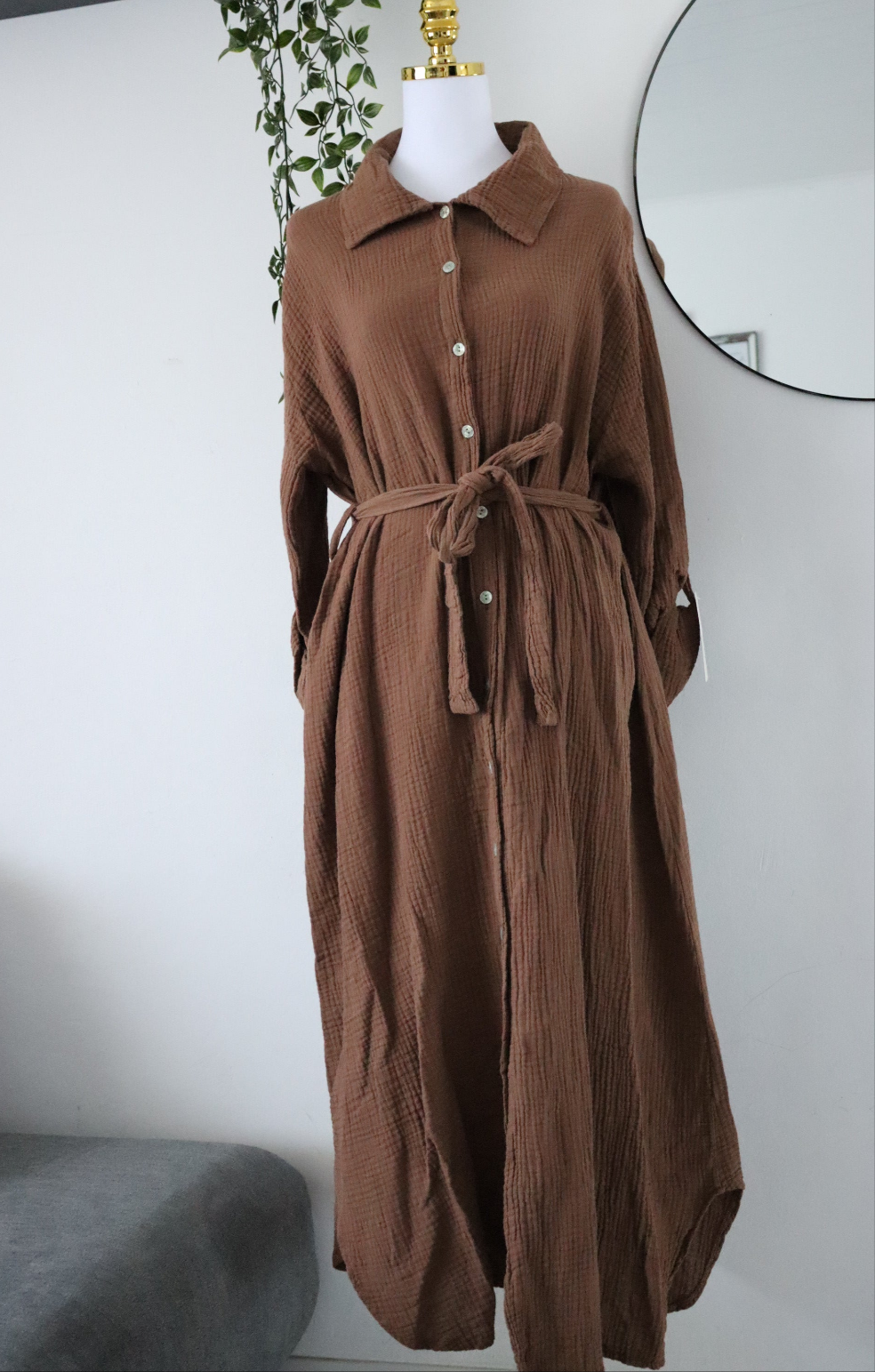 Damen Musselin- Blusenkleid