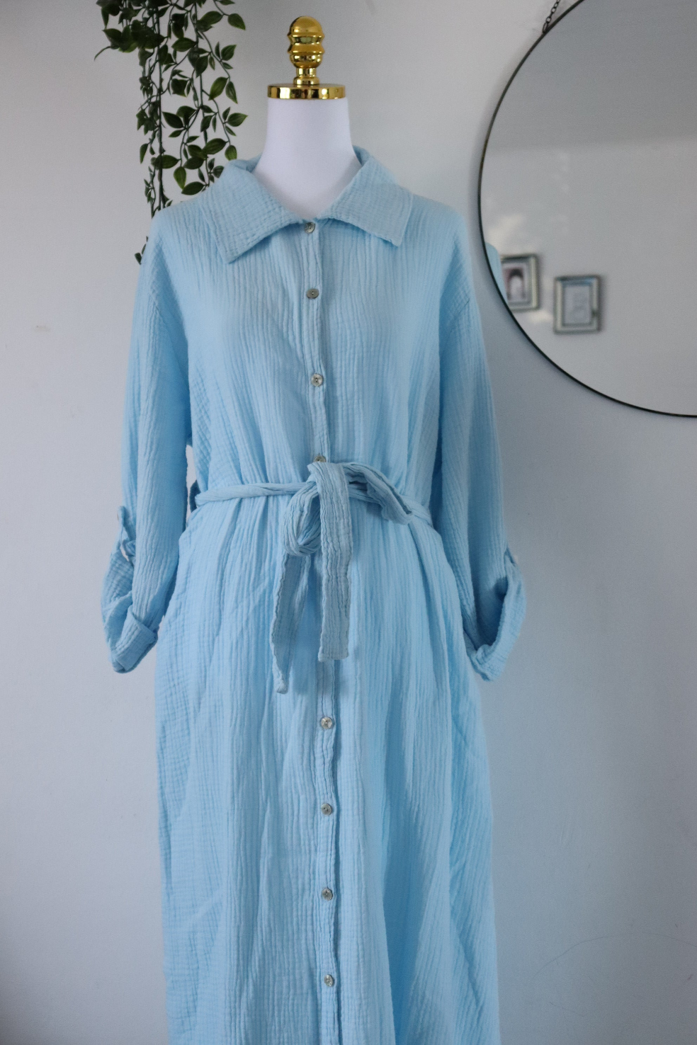 Damen Musselin- Blusenkleid