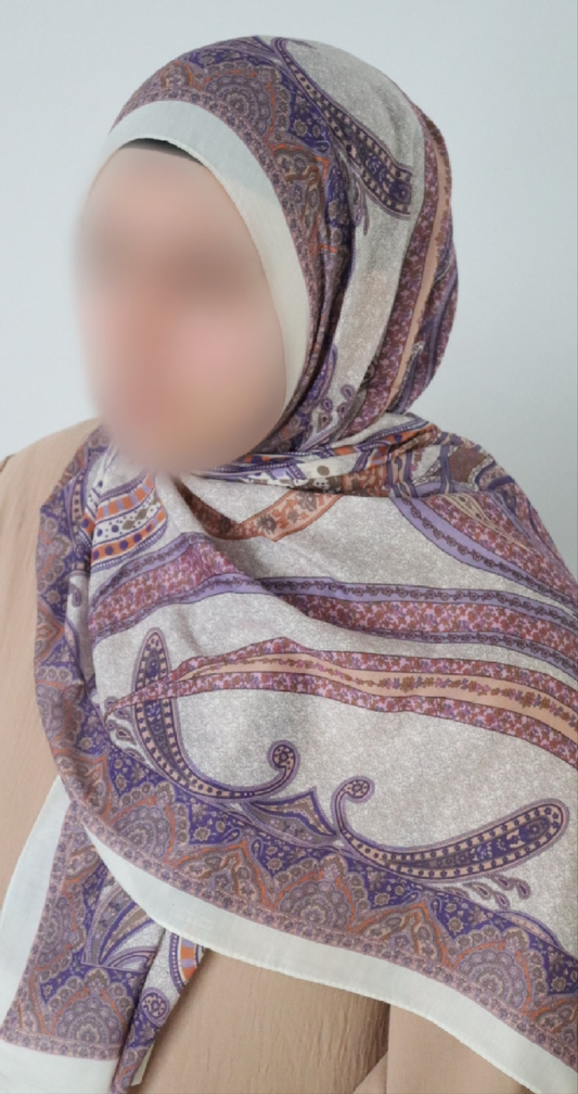 FRESIA-Scarf, Retro-Hijab Schal aus Seidenstoff/Baumwolle