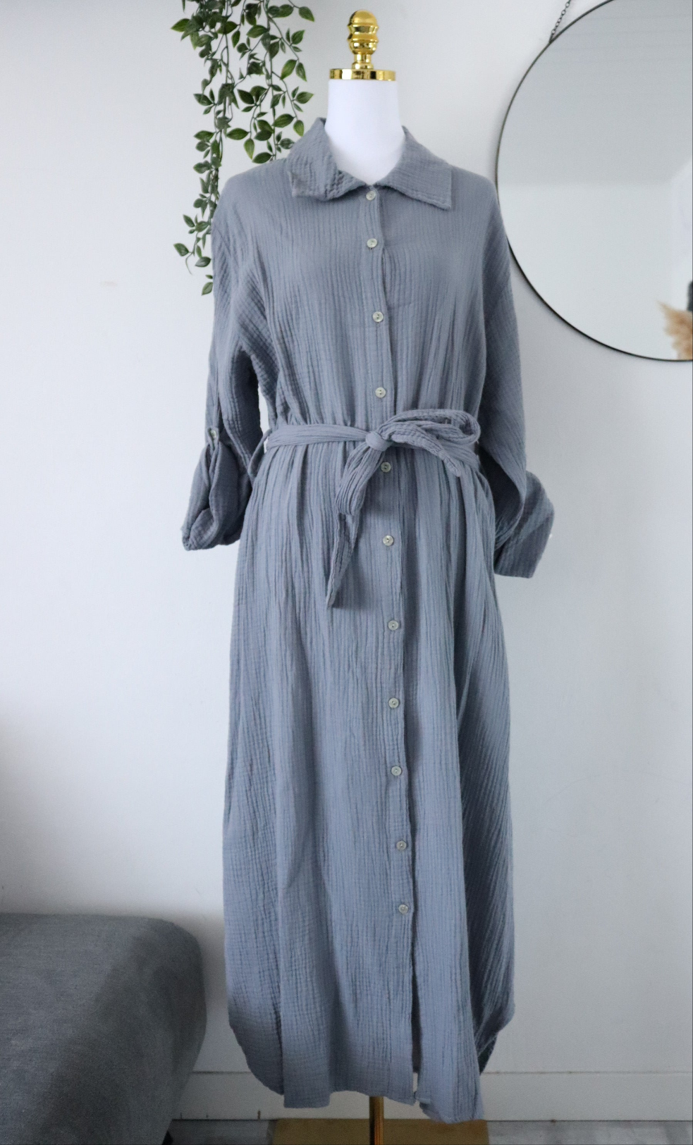 Damen Musselin- Blusenkleid
