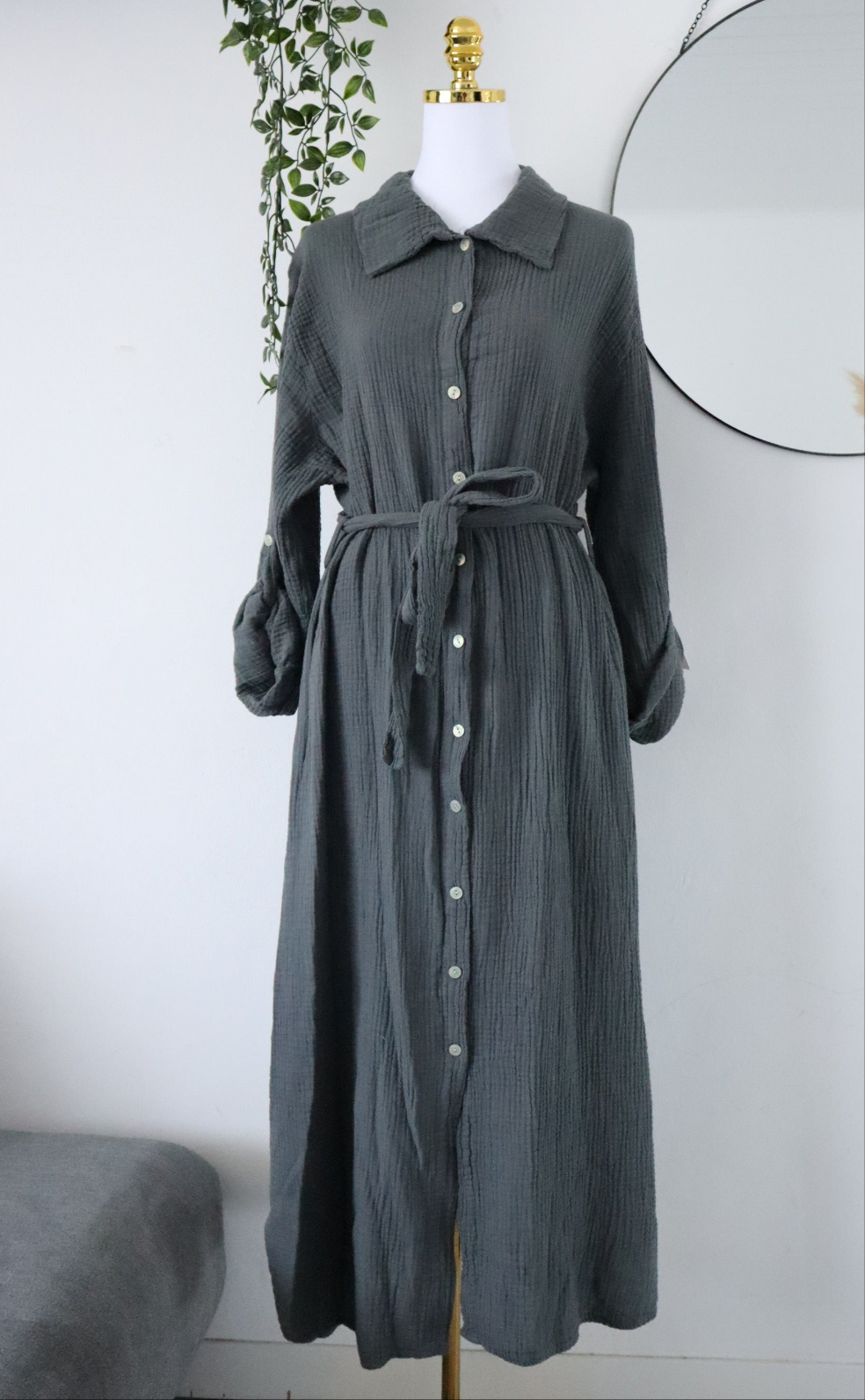 Damen Musselin- Blusenkleid
