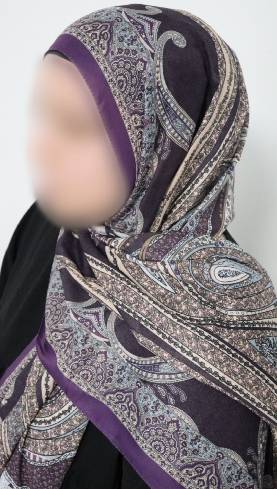 FRESIA-Scarf,Retro-Hijab Schal aus Seidenstoff/Baumwolle