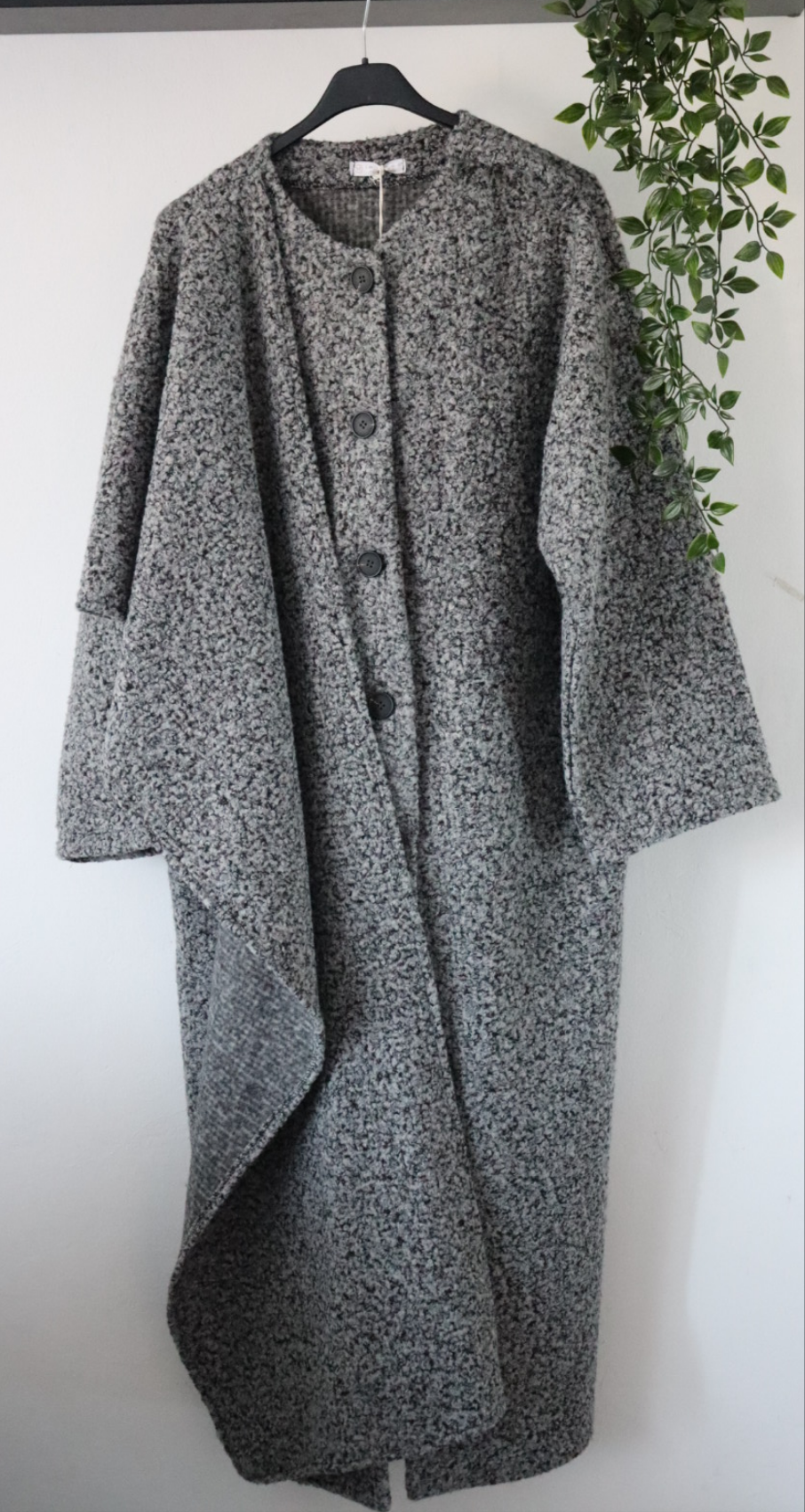 Damen langer Mantel mit integriertem Schal