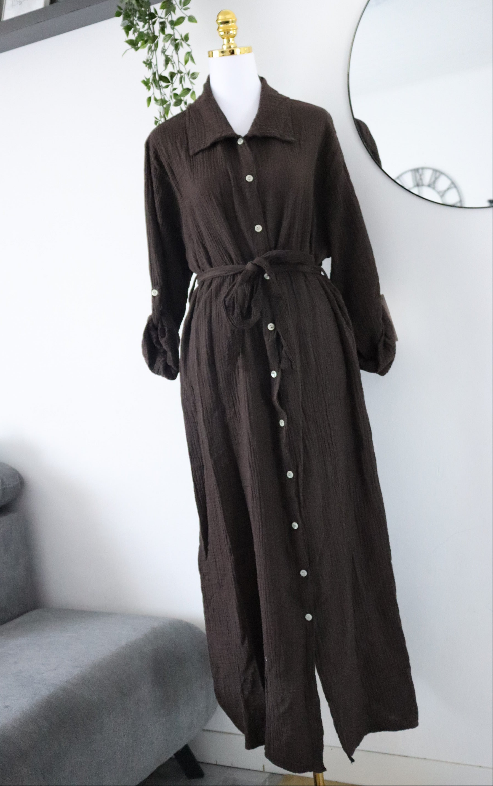 Damen Musselin- Blusenkleid