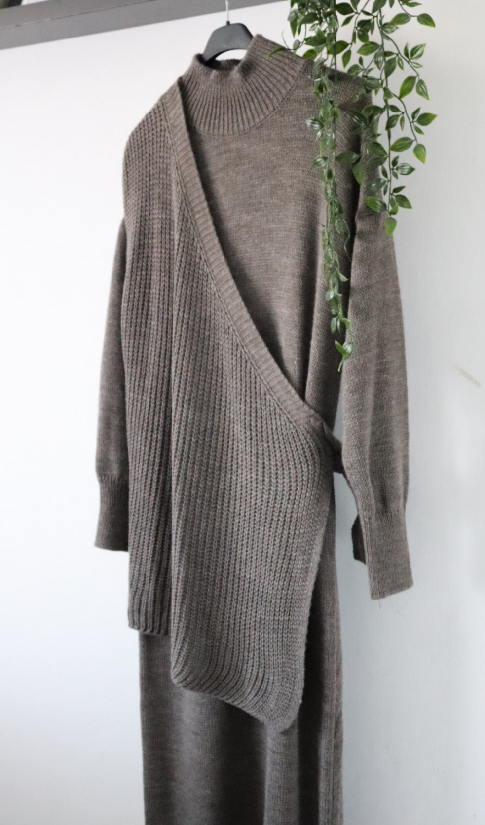 Damen Zweiteiler, Strickkleid mit Strickweste