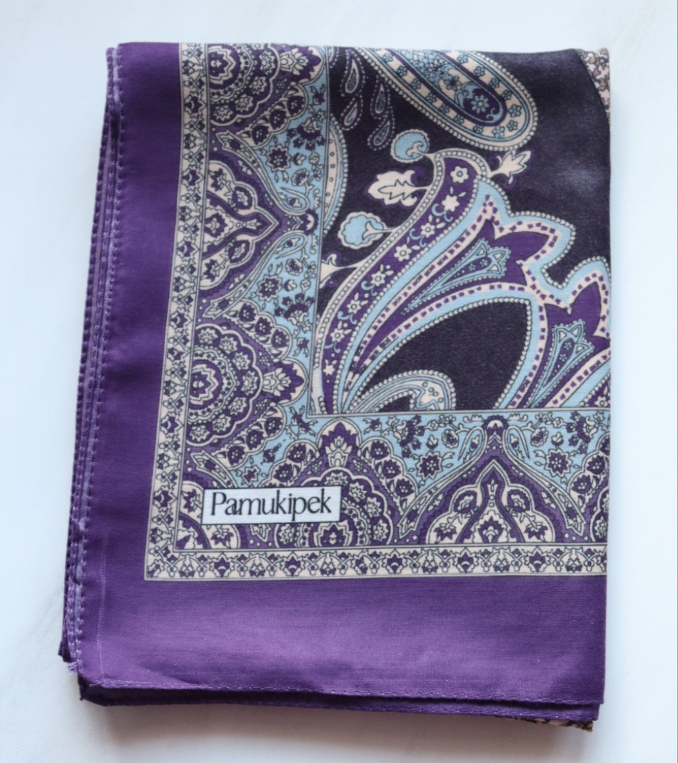 FRESIA-Scarf,Retro-Hijab Schal aus Seidenstoff/Baumwolle