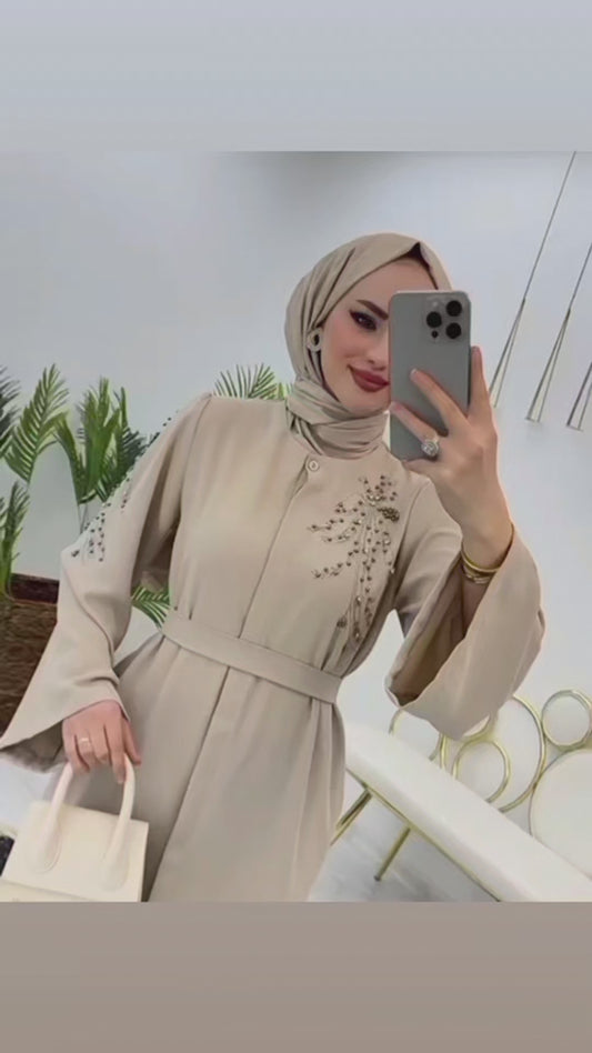 Damen Abaya mit bestickten Perlen