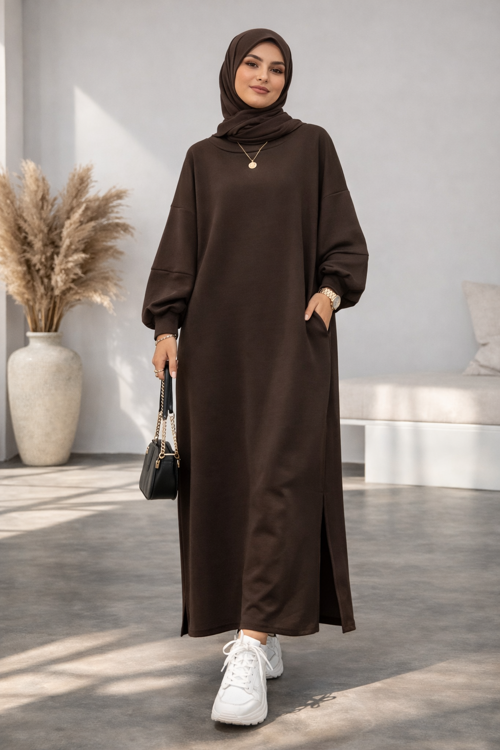 Damen Oversize Sweatshirt Kleid