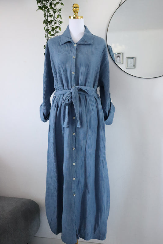 Damen Musselin- Blusenkleid