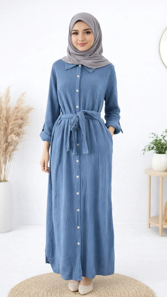Damen Musselin- Blusenkleid