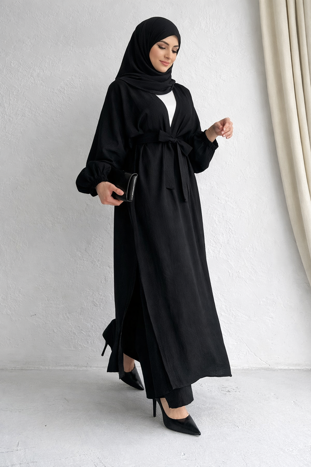 Damen lange Tunika/Hose Set mit Gürtel