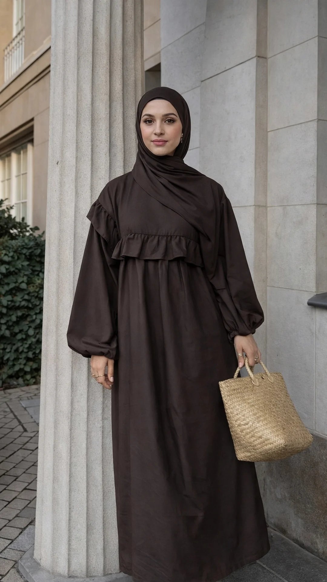 Elegant Cotton Ruffle Dress
