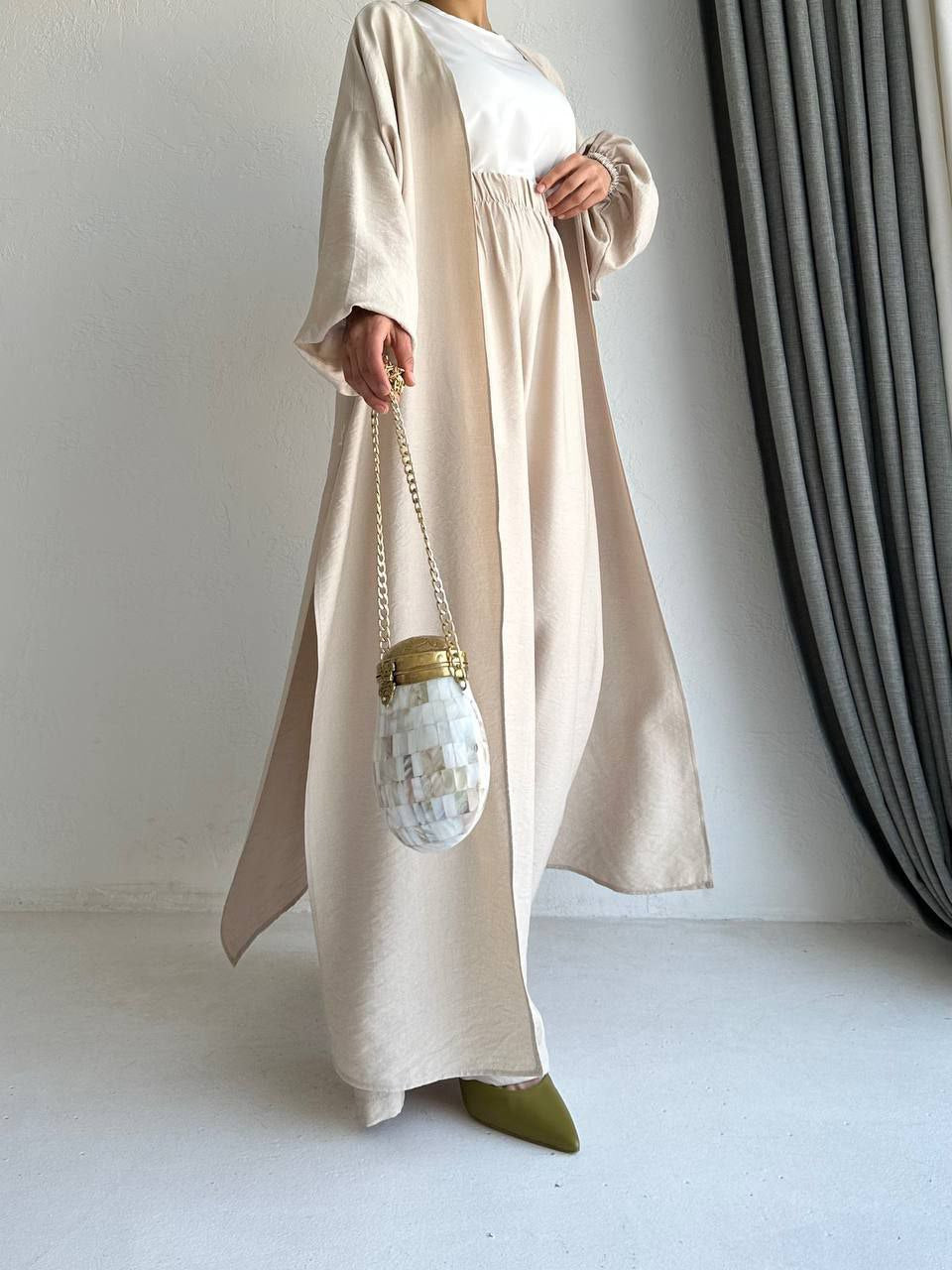 Damen lange Tunika/Hose Set mit Gürtel