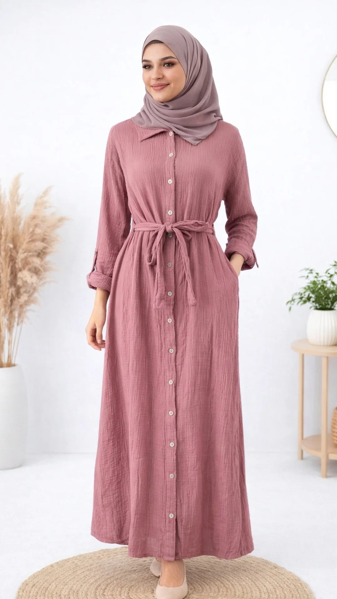 Damen Musselin- Blusenkleid