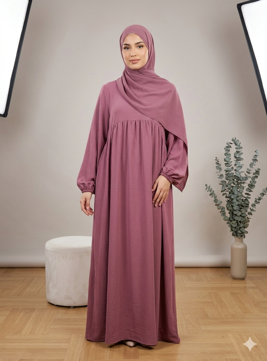 Balon kollu abaya elbisesi