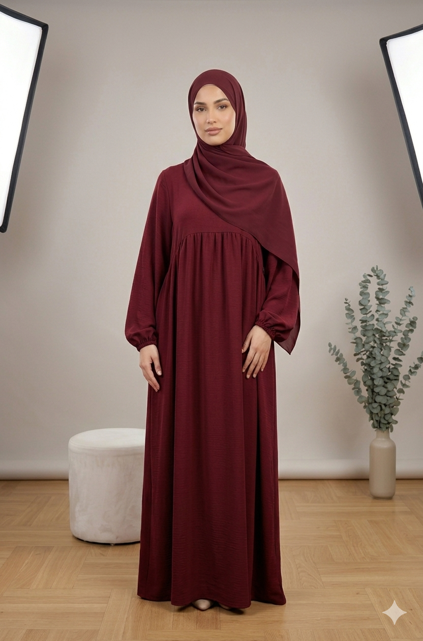 Balon kollu abaya elbisesi