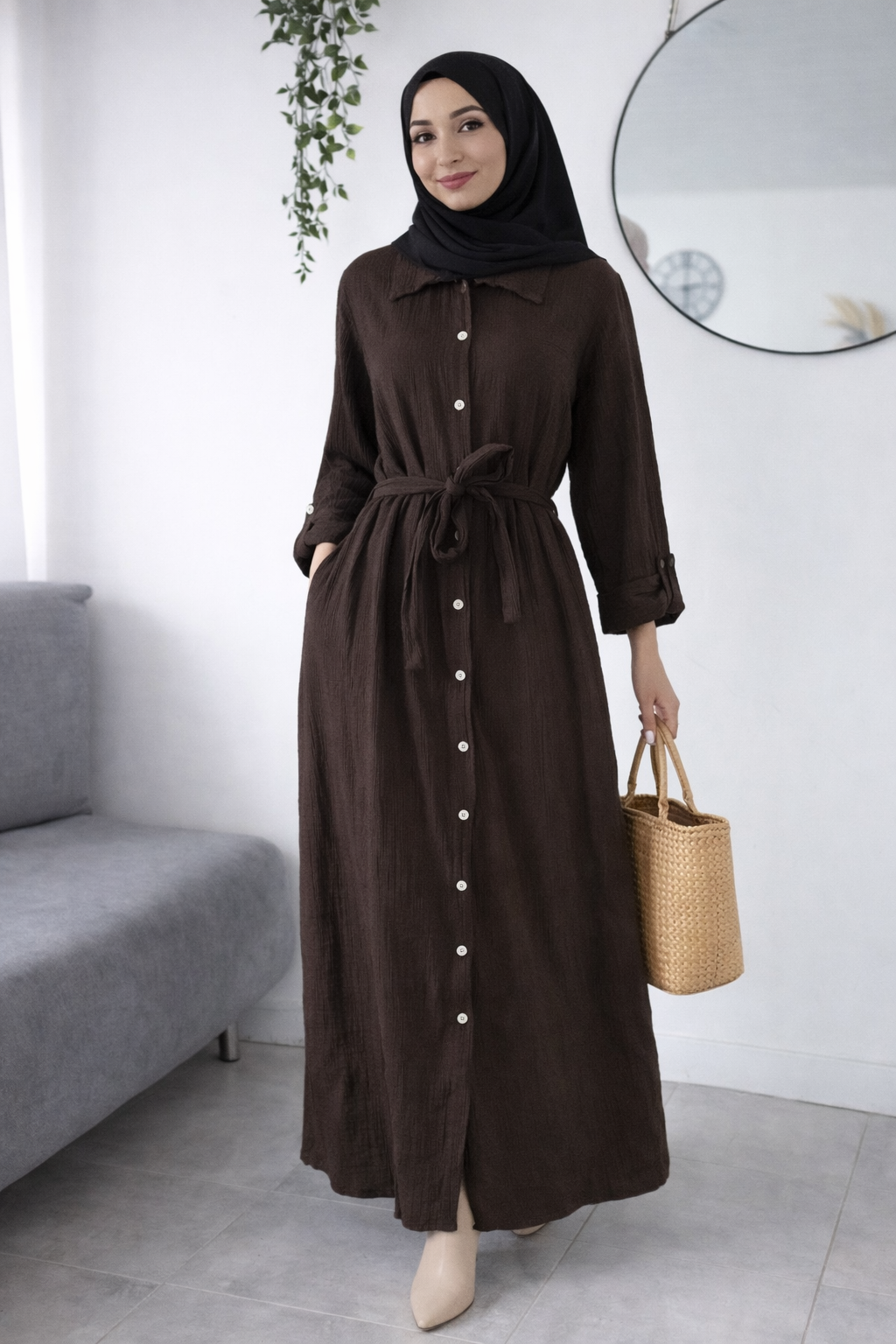 Damen Musselin- Blusenkleid