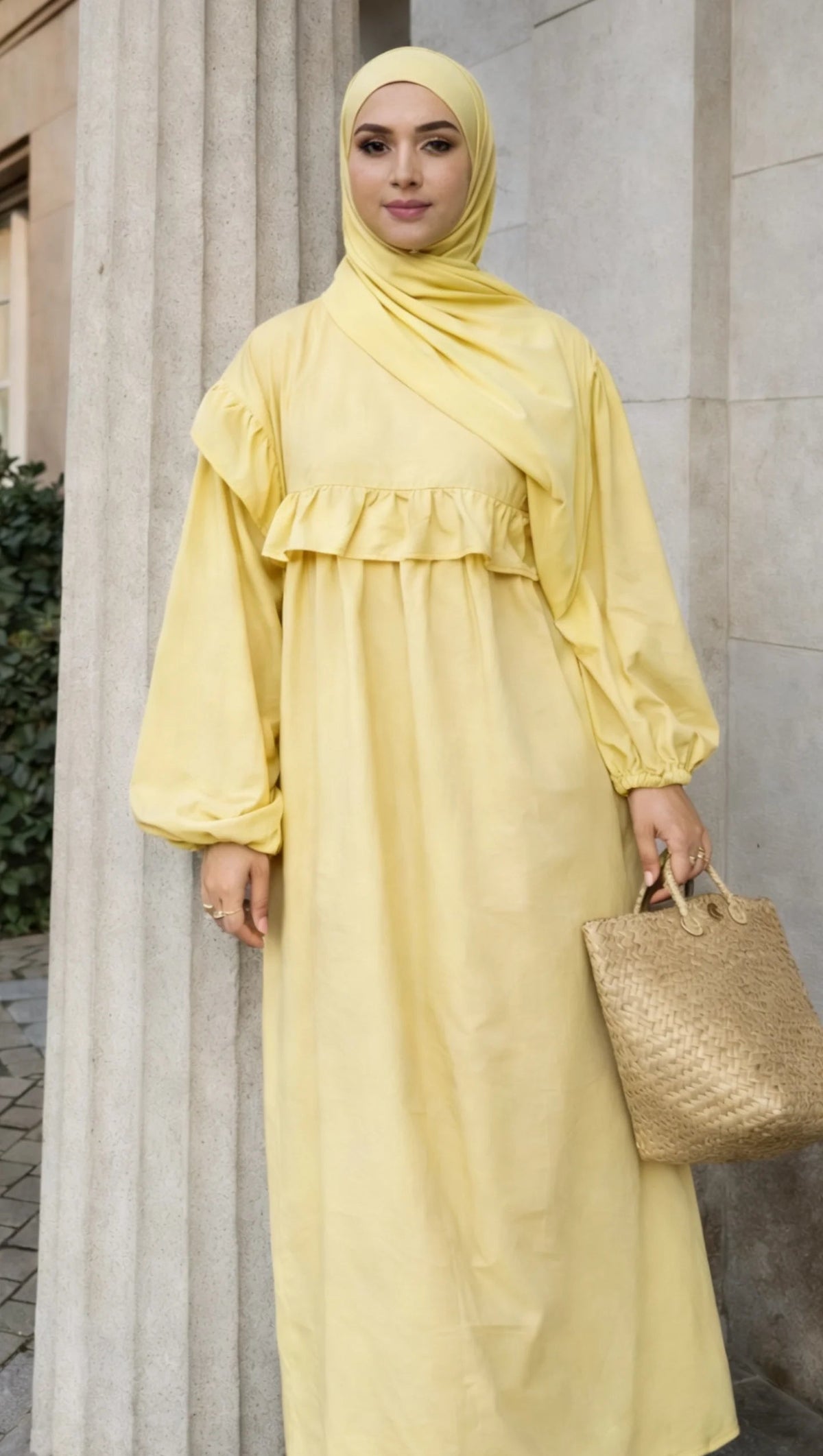 Elegant Cotton Ruffle Dress