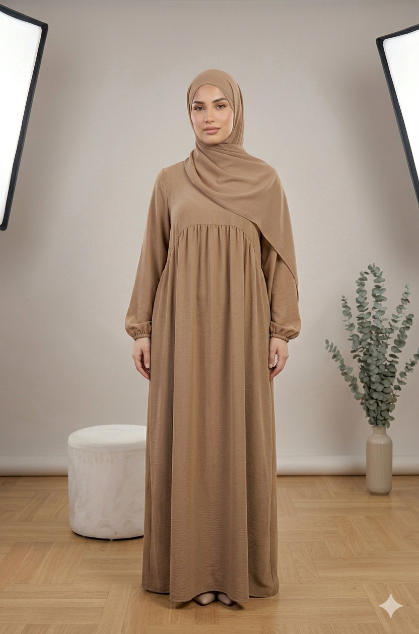 Balon kollu abaya elbisesi