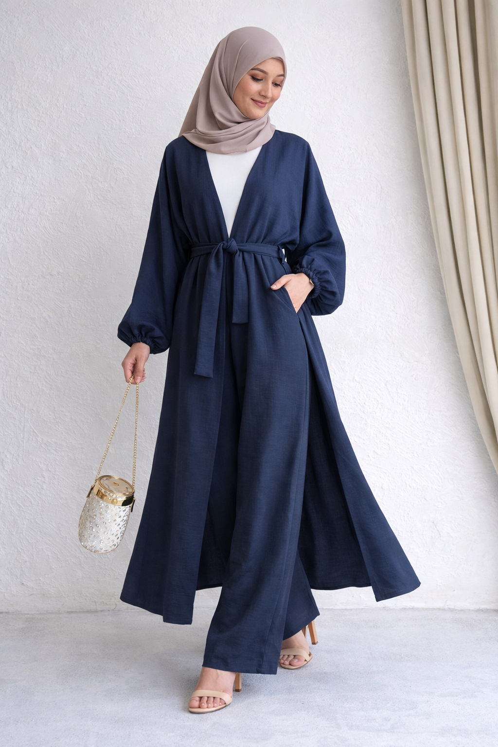 Damen lange Tunika/Hose Set mit Gürtel