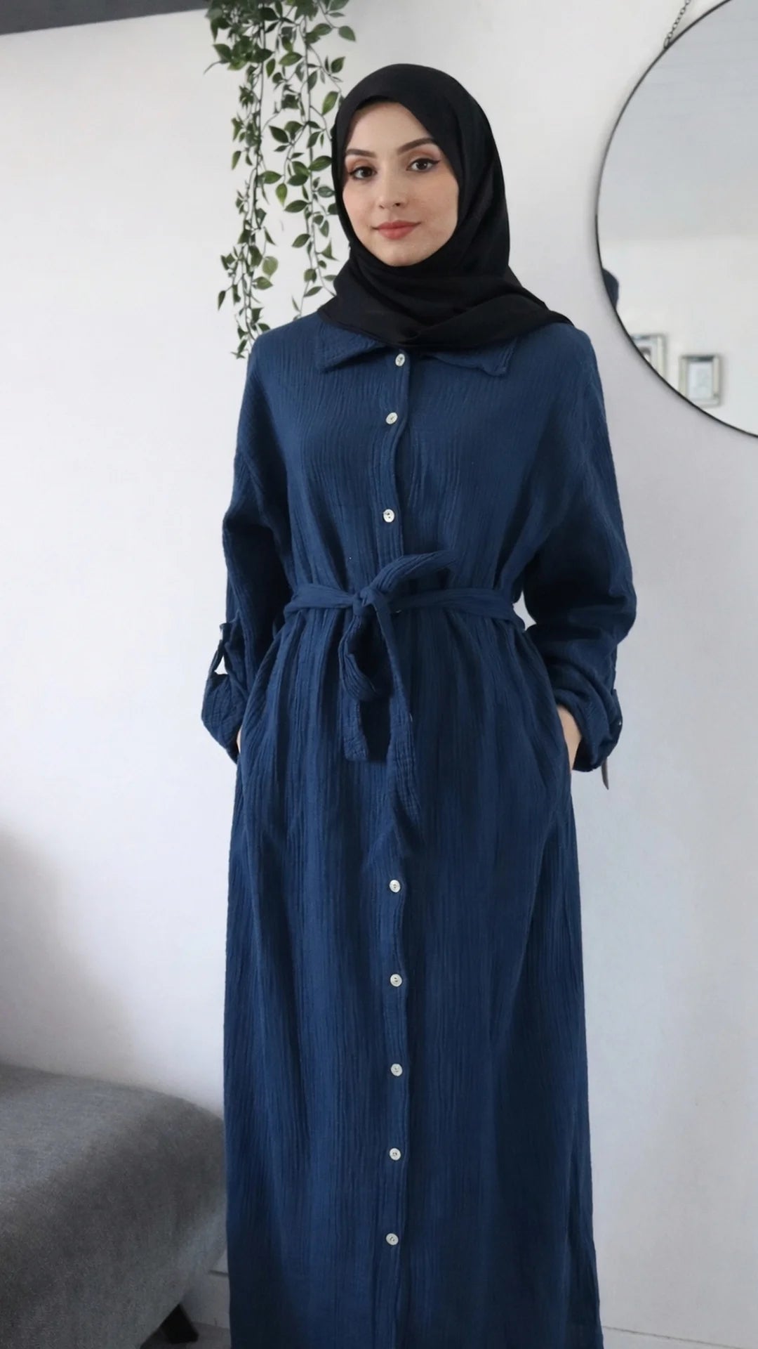 Damen Musselin- Blusenkleid
