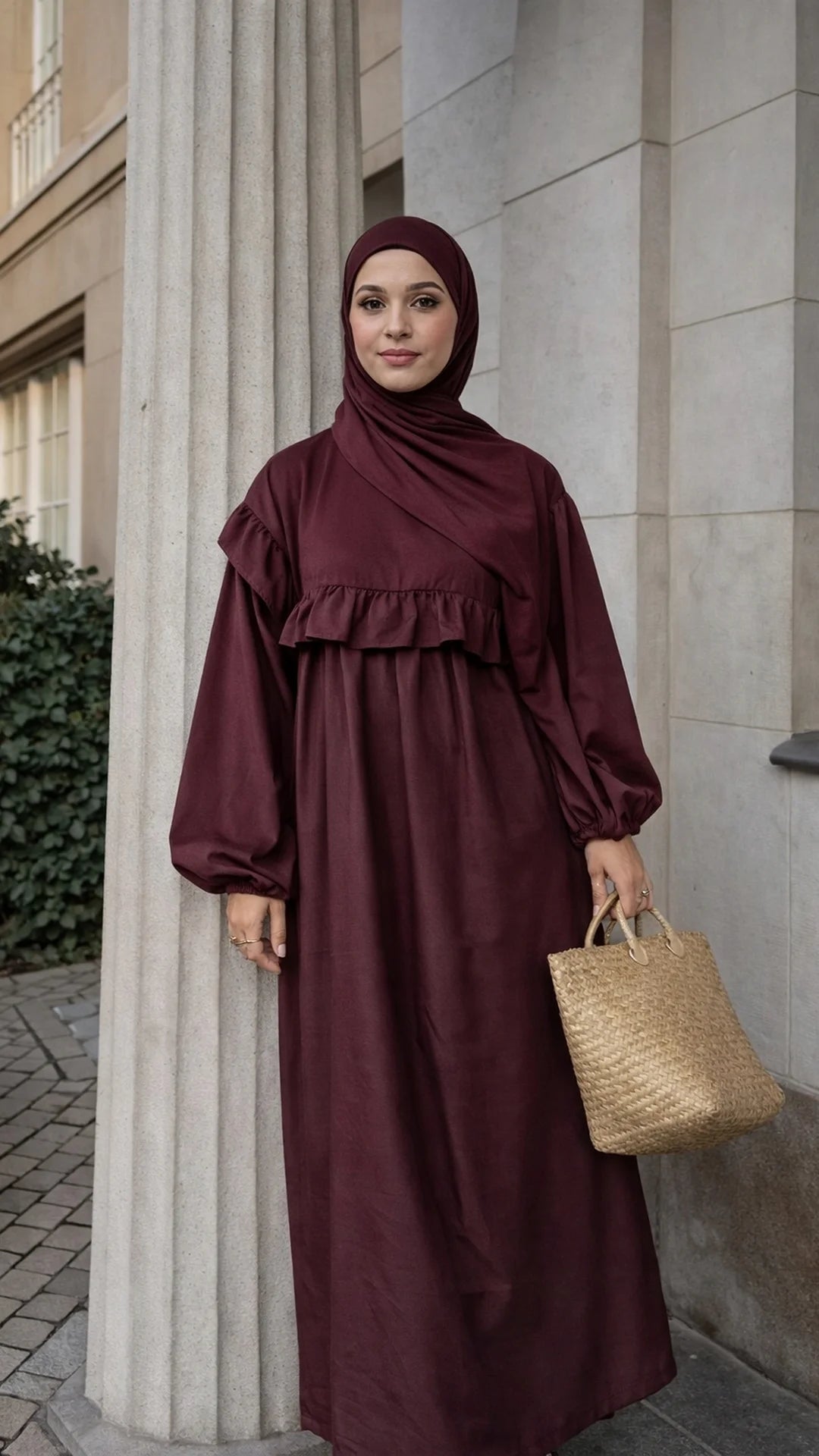 Elegant Cotton Ruffle Dress