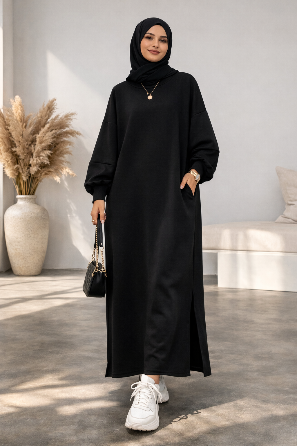 Damen Oversize Sweatshirt Kleid