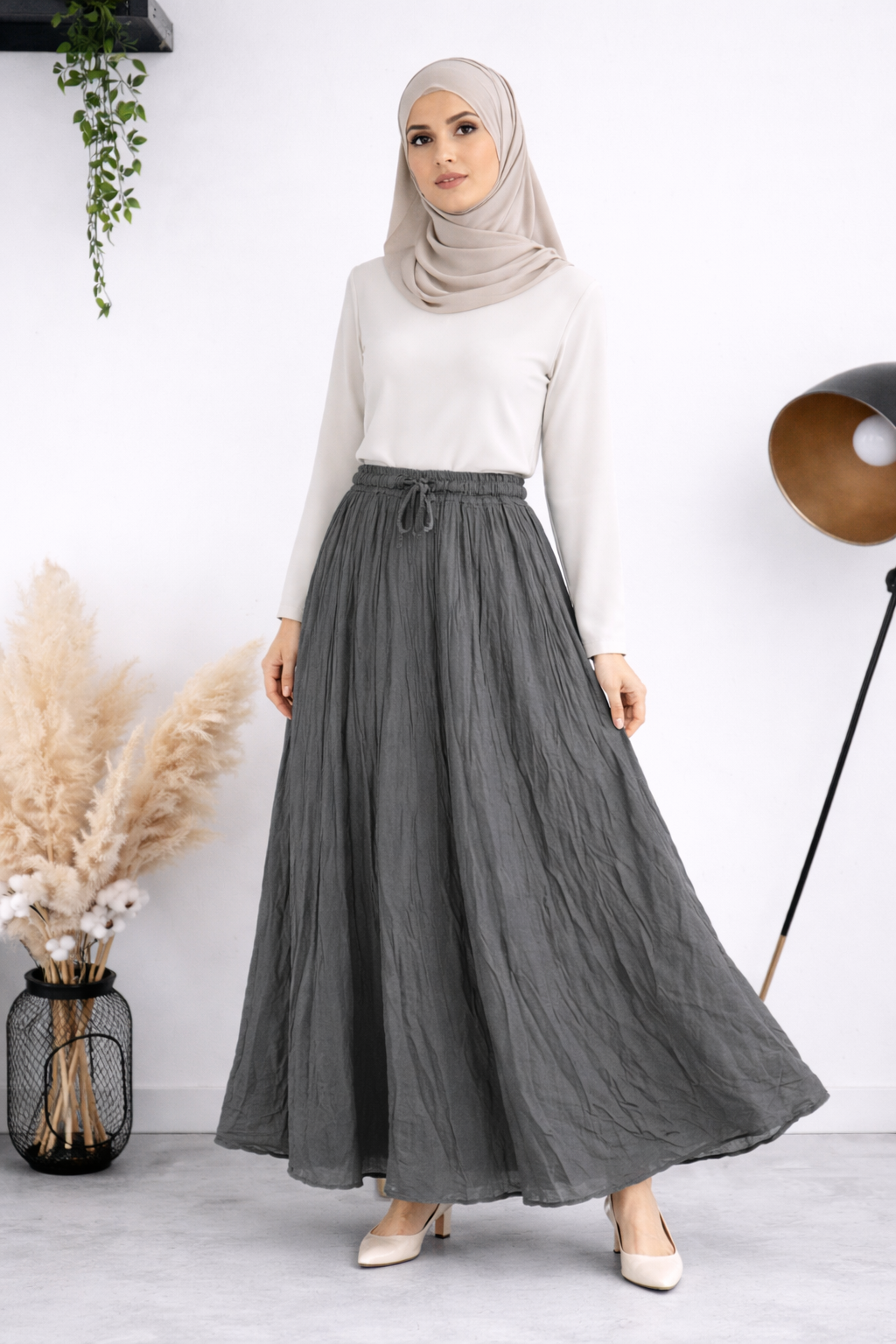 Damen Rock mit Innenfutter in Crinkle-Look