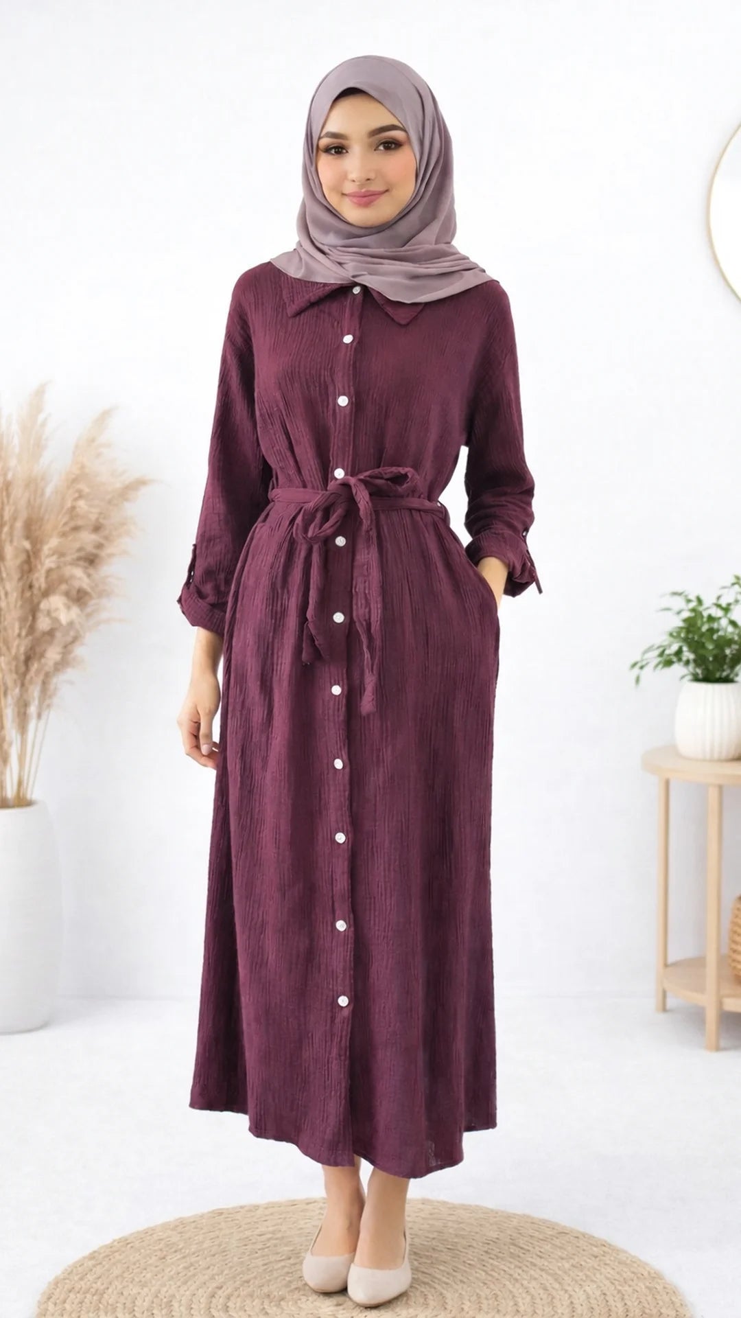 Damen Musselin- Blusenkleid