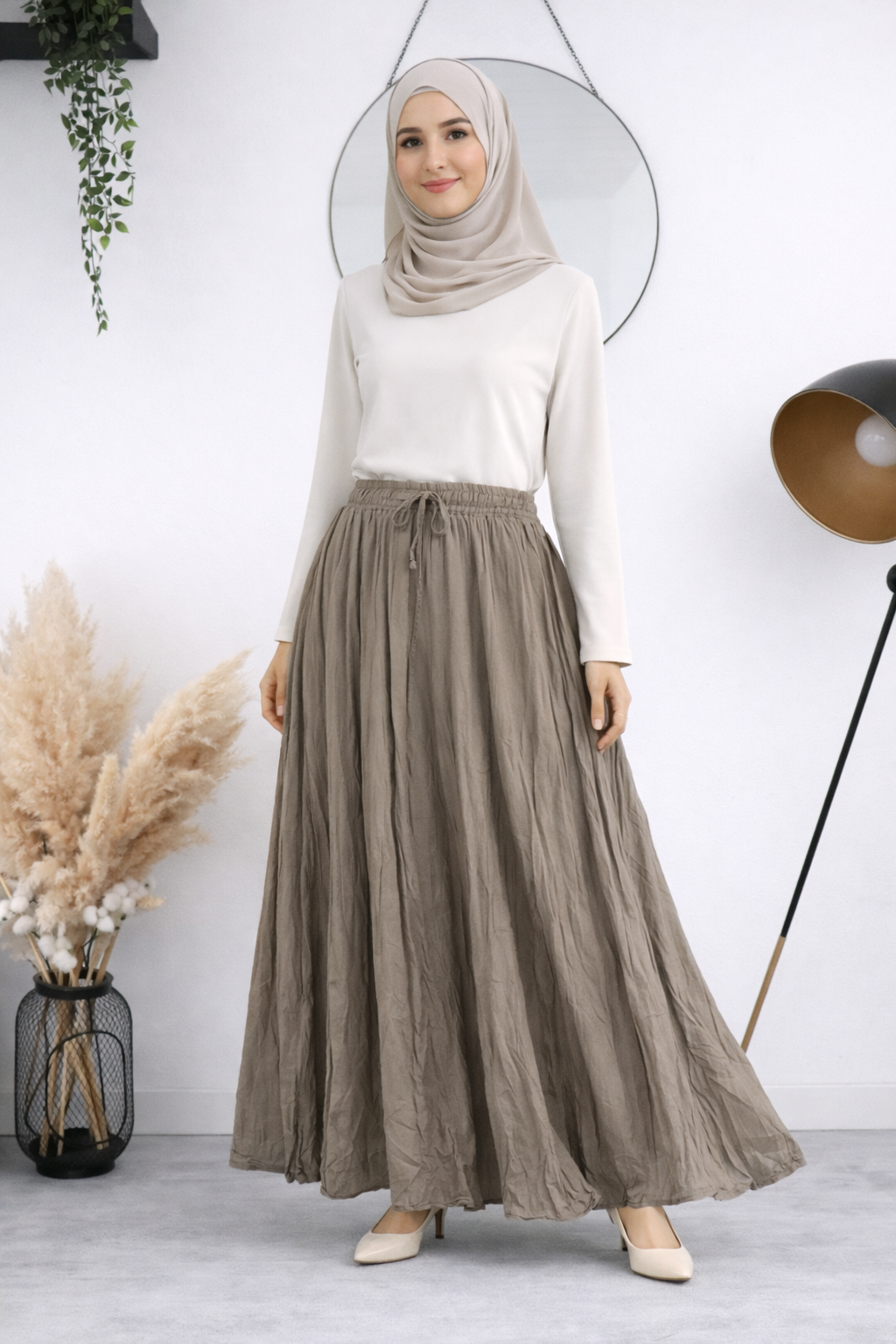 Damen Rock mit Innenfutter in Crinkle-Look