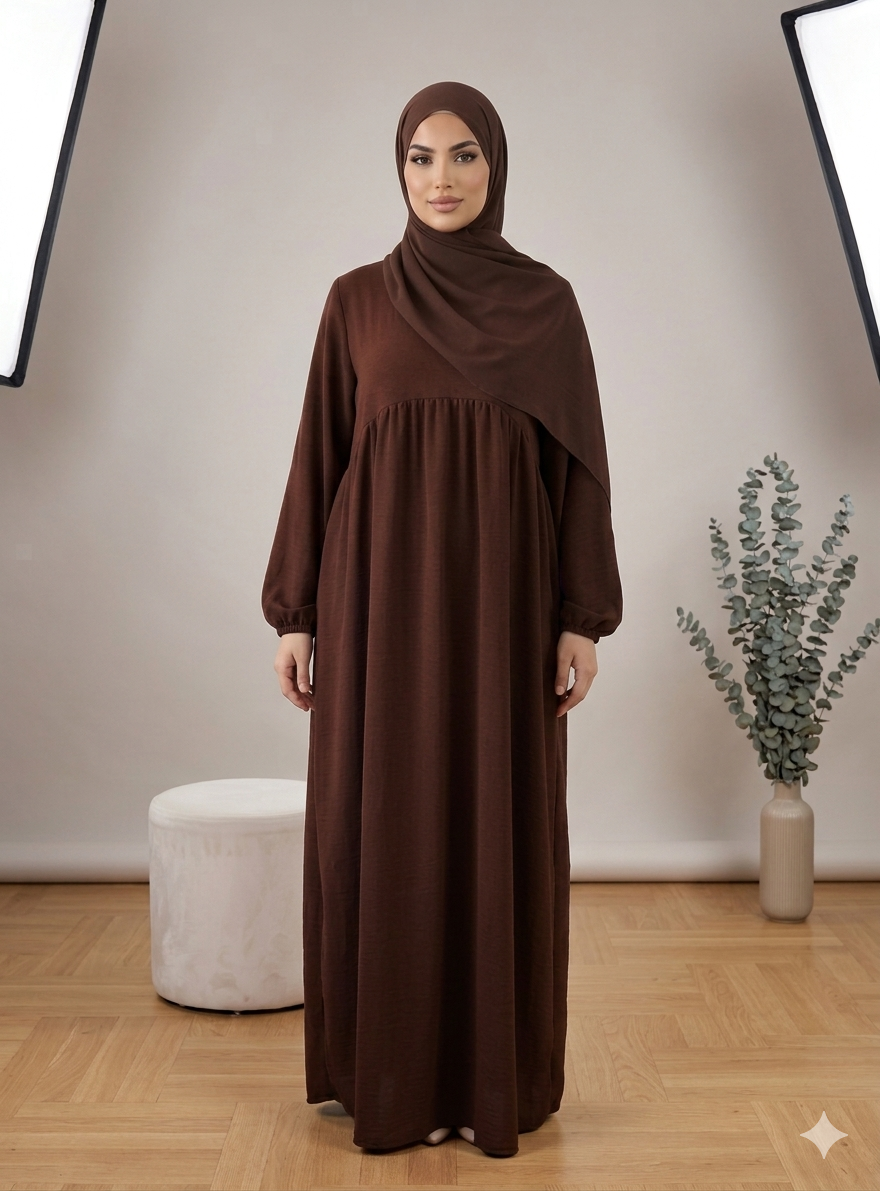 Balon kollu abaya elbisesi