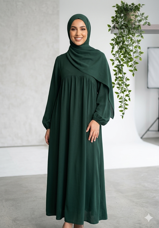 Balon kollu abaya elbisesi