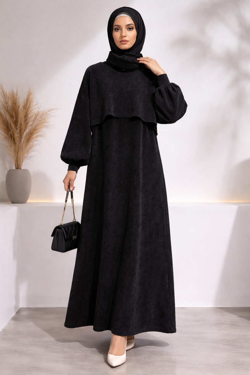 Zweiteiliges Kleid mit Bolero-Pullover,aus Samtstoff