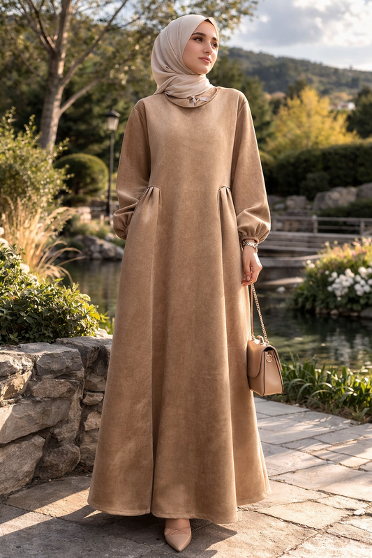 Damen Oversized Velour-Maxikleid
