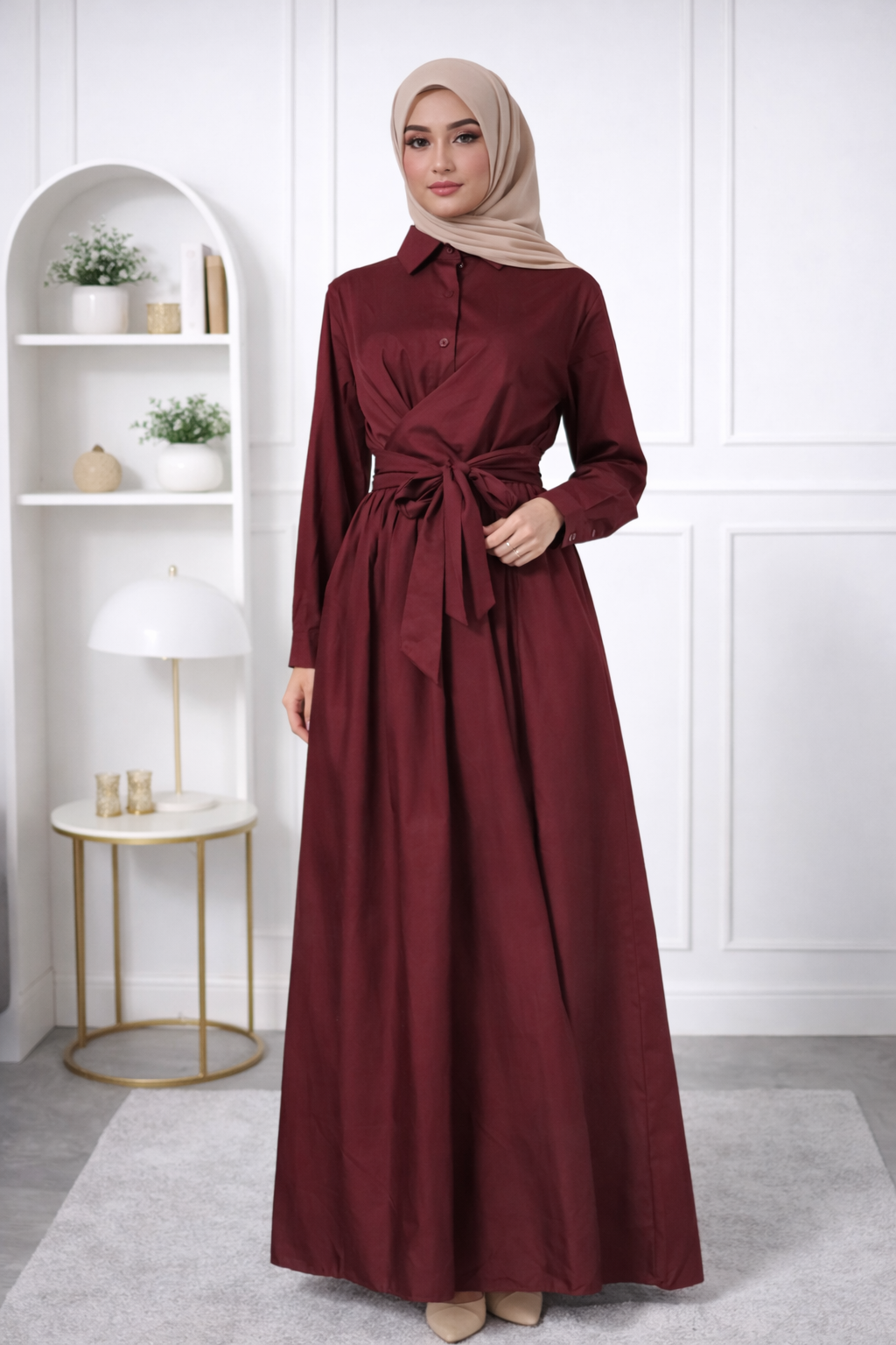 Damen Hemdkleid mit bindung und mit Taschen