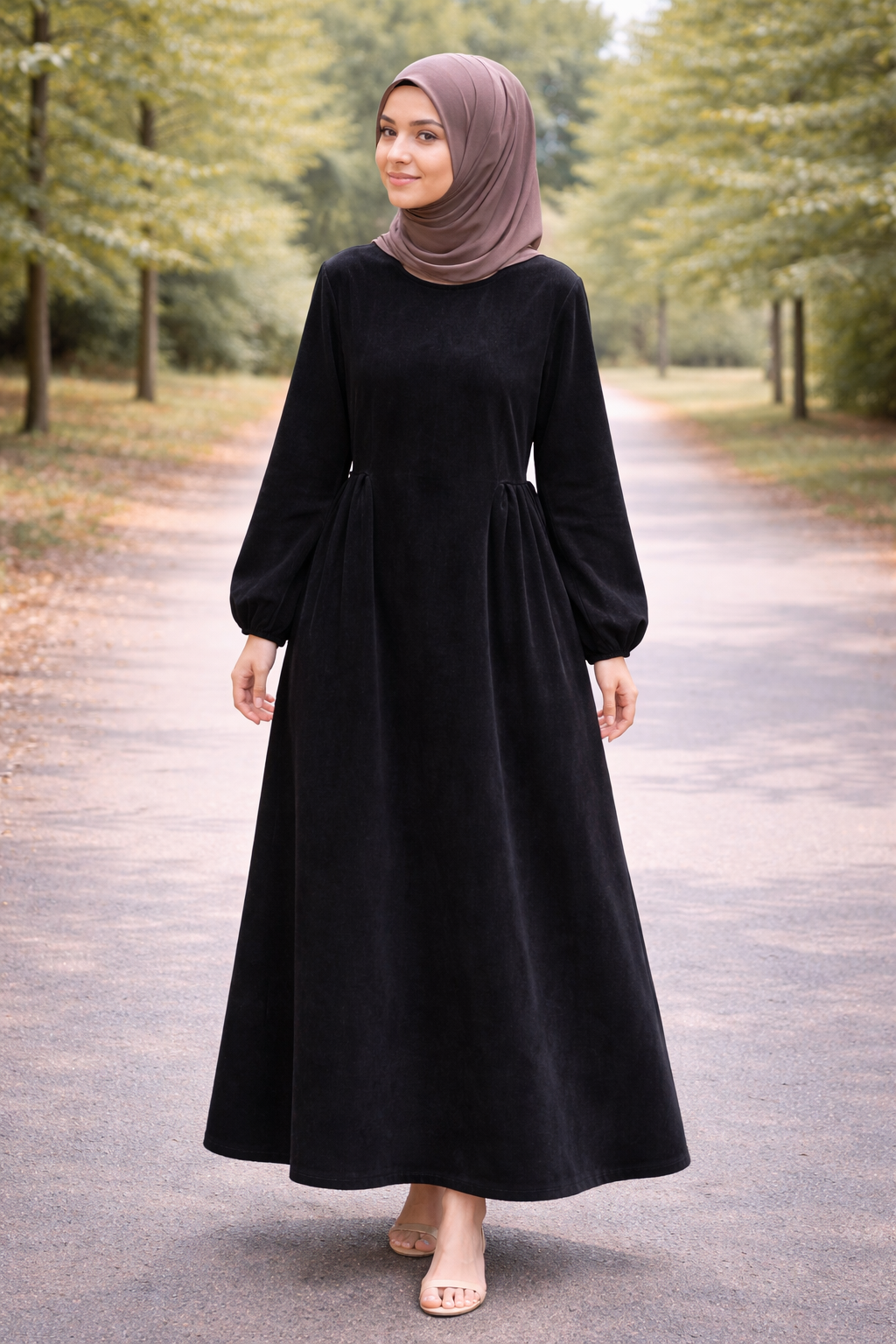 Damen Oversized Velour-Maxikleid