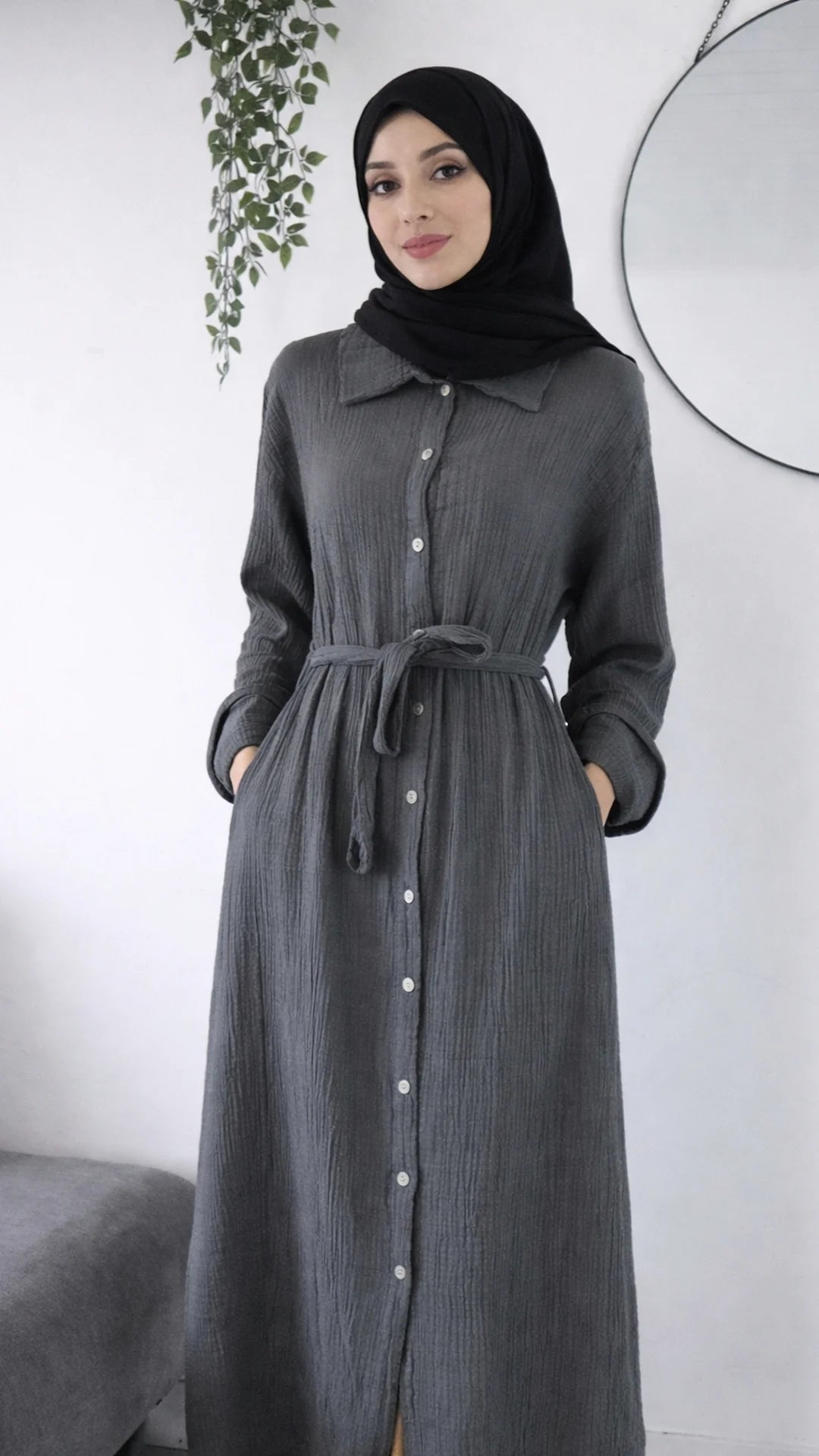 Damen Musselin- Blusenkleid